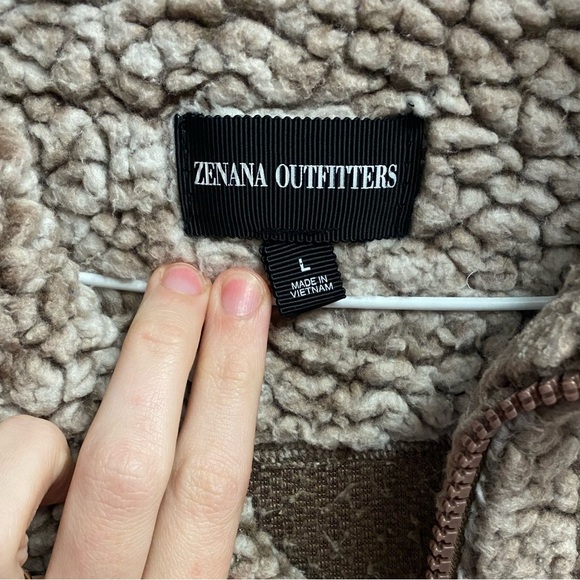 Zenana Boutique Sherpa Quarter Zip Pullover In Tan/Brown Size Large - Picture 4 of 5